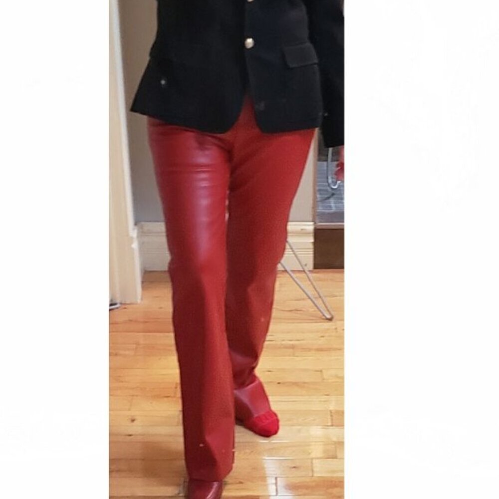 NWOT Red Faux Leather Pants Size Large 10-12 - Picture 6 of 10